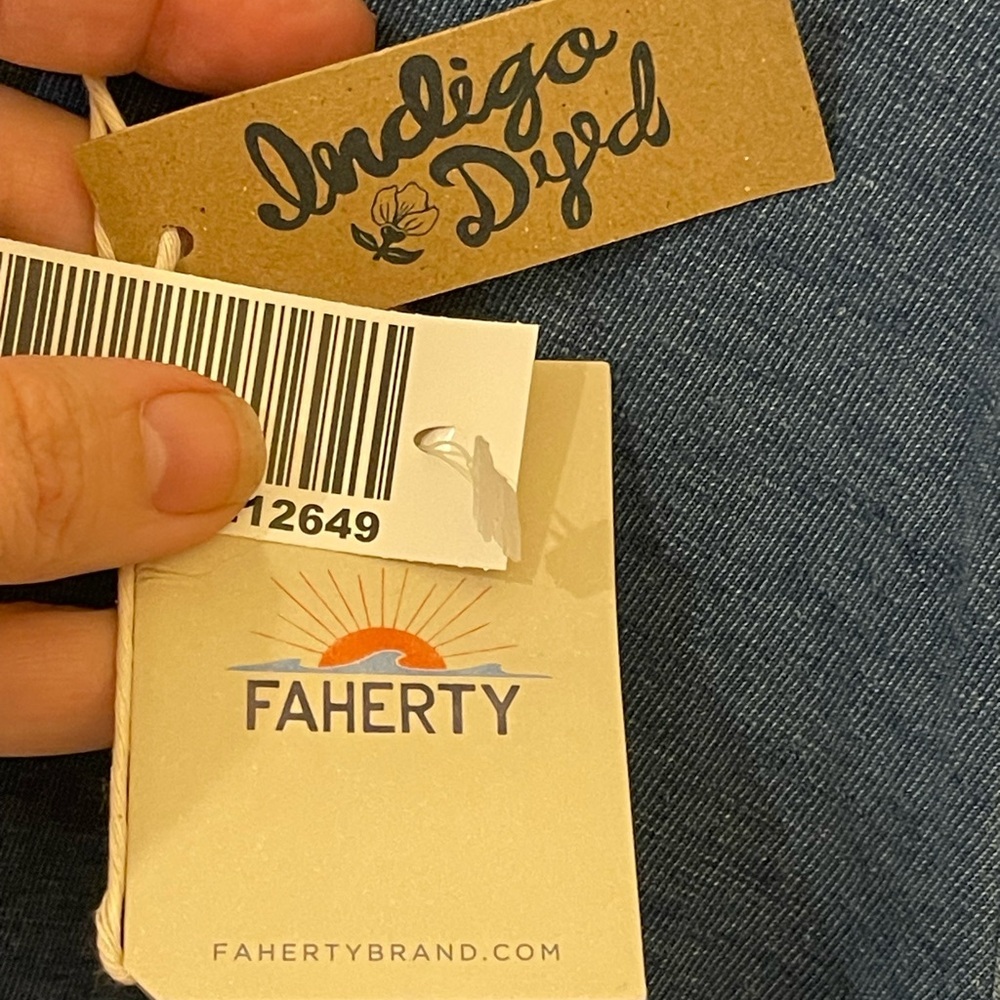 Faherty sunwashed crew tee indigo wash extra large new with tags blue - Picture 9 of 10